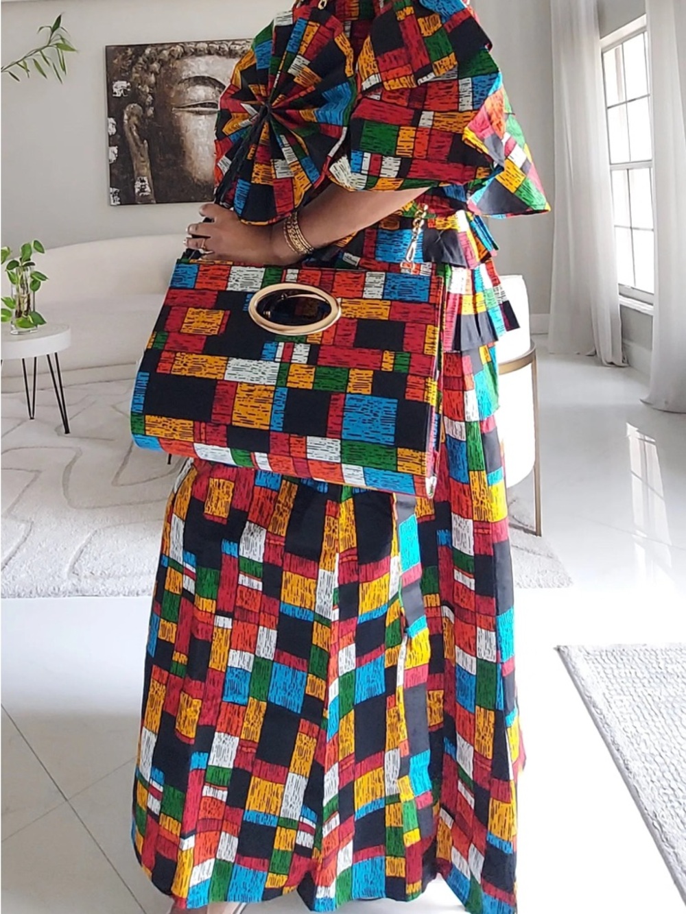 5-Piece African Ankara Pant Set – Red & Black Elegance - Picture 4 of 8